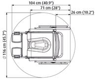7.2. Dimensions Surface area: Seat height: