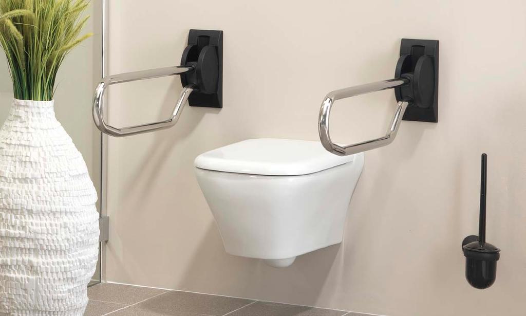 Vaste & opklapbare toiletbeugels Voor een betrouwbare ondersteuning naast het toilet of in de douche Linido opklapbare toiletbeugels hebben een hoge statische belastbaarheid, zowel in de verticale