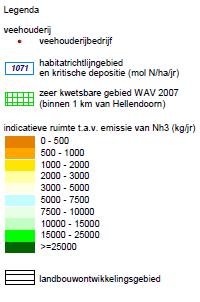 Ammoniak Het LOG ligt net in het uiterste zuidoosten in het invloedsgebieden van het