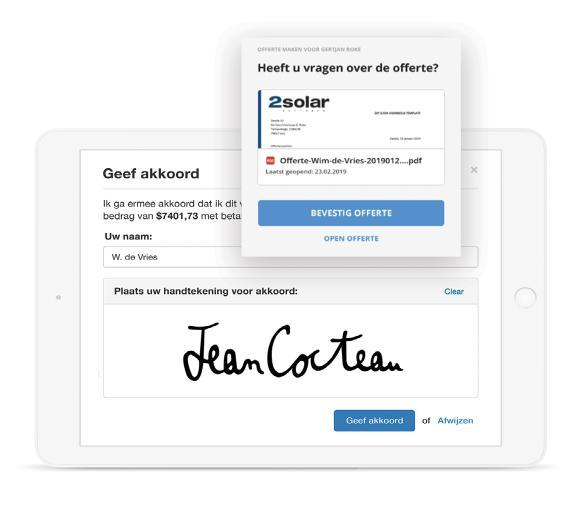Sign2Cloud Digitaal en juridisch rechtsgeldig ondertekenen van offertes en contracten. Uw klanten ontvangen direct de ondertekende offerte in hun e-mail.