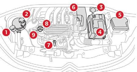 Motoren Benzine F Neem de motorkapsteun uit de houder en bevestig deze in de uitsparing om de motorkap geopend te houden. Diesel Sluiten F Haal de motorkapsteun uit de uitsparing.