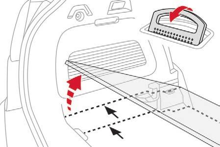 Afhankelijk van de uitvoering kan in het rechter opbergvak het gereedschap van de auto zijn opgeborgen.