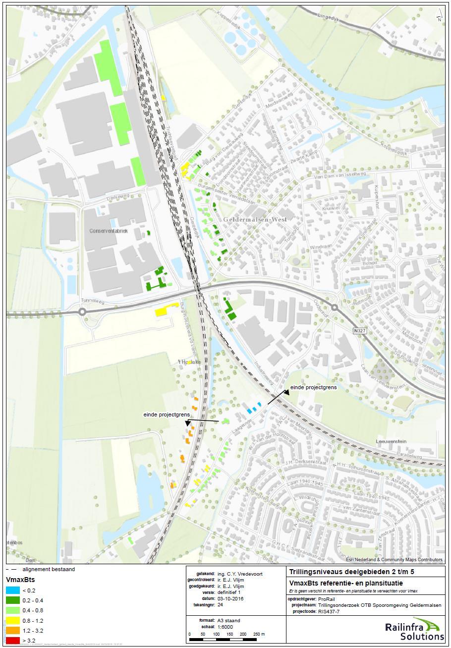 Maximale trillingen Langs het spoor woningen met kwalificatie