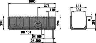 Toebehoren Sluitstukken Verdere toebehoren Eindplaat met horizontale PVCuitloop DN 200, type 01 RECYFIX dichtingsmateriaal, 290 ml RECYFIX Primer, 250 ml hoogte Eindplaat gesloten, verzinkt