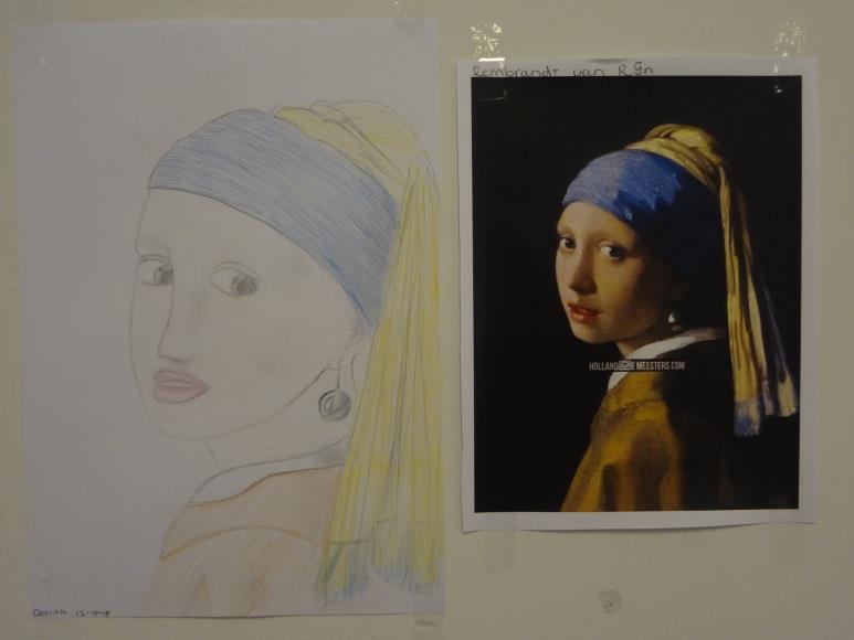 In de groep van juf Patricia zijn creatieve verwerkingen gemaakt van de invloedrijke personen Johannes Vermeer en Piet Mondriaan.