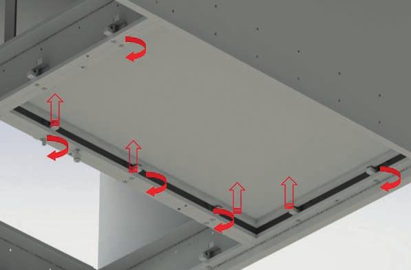 11 INSTALLATIE FILTERS 4E FASE: KLEMMEN FILTER Draai de M8-schroeven om en om vast tot het filter gelijkmatig over het volledige filteroppervlak wordt vastgezet.