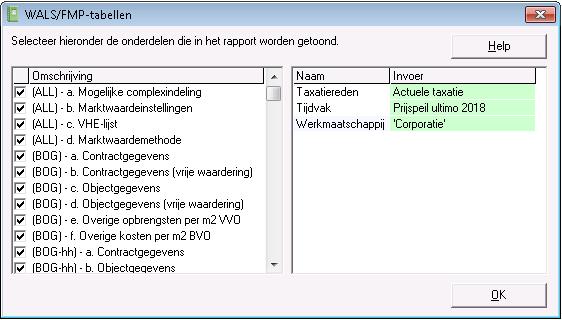 2. Waarderingsparameters Het bestand met de waarderingsparameters bevatten alle in het waarderingshandboek gedefinieerde objectgegevens en vrijheidsgraden om tot een marktwaarde-full waardering te