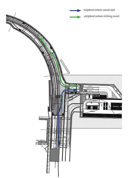 Figuur 1: Tunnel Zandstraat met in- en uitvoeglocatie naar de stationsparking Figuur 2: Niveau -2 stationsparking & Niveau -3 stationsparking - ontsluitingsprincipes Qua fietsparkeren werd er een