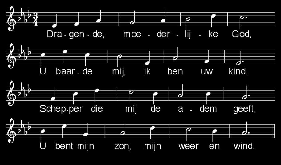 WE ZINGEN lied 707 2. Gevende, moederlijke Zoon, U werd een mensenkind als wij, U voedde mij met hemels brood, als levensgraan stierf u voor mij. 3.