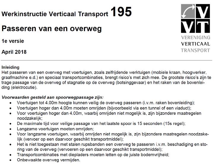 Figuur 3. Fragment van de VVT instructie over het passeren van overwegen.