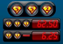 Super One ball Game : Het scherm is verdeeld in zes combinaties, elk bestaande uit drie symbolen (A).