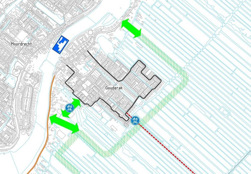 Figuur 7 Situatie rondom Gouderak 4.2.3 Via overzijde Hollandsche IJssel. Aan de overkant van de Hollandse IJssel is ook een dijk aanwezig met daarop een weg.