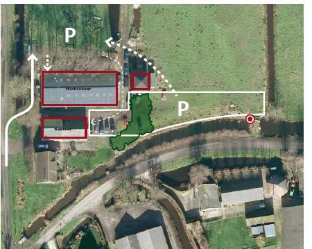 De herinrichting omvat de volgende werkzaamheden: het verwijderen van de fruitbomen op de locatie van de nieuwe parkeerplaats; het aanleggen van verharding en/of halfverharding op de nieuwe