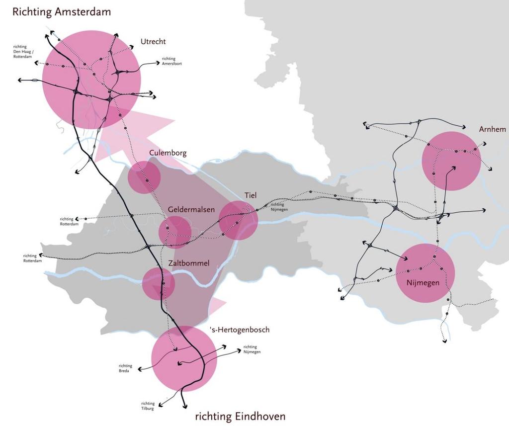 Visie op de samenhang van de regio Economische groei binnen alle drie speerpunten leidt tot meer relaties met regio s buiten Rivierenland.