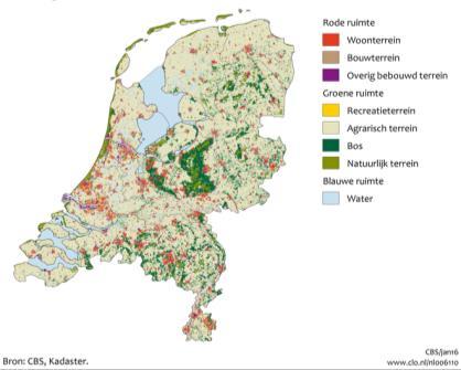 Bodemgebruik in Nederland Meer dan 50% van het landoppervlak in agrarisch