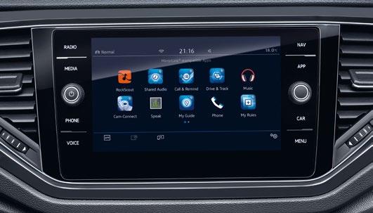 03 Met Car-Net 'App-Connect' 2),3) verplaats je de apps op je mobiele telefoon zoals Spotify naar het touchscreen van je infotainmentsysteem. Beschikbaar voor MirrorLink en Apple CarPlay.