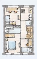 869 Eerste verdieping Prijs Leefwijze Praktisch 1 (tekening V-442) - vier praktische slaapkamers - badkamer in het midden - aparte toilet ruimte - loze leiding in de grootste slaapkamer uw keuze: