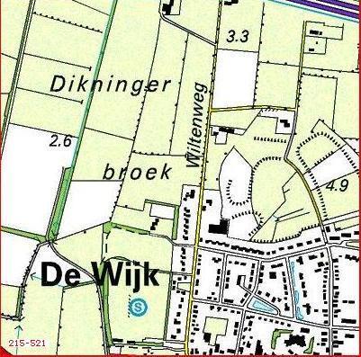 pagina 3 van 8 216/522 215/521 Afbeelding 1. Topografische kaart met in rood de ligging van het onderzoeksgebied (bron: Topografische Dienst Nederland) 1.