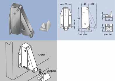 Sloten Duwspringslot type Quick Latch - inclusief kunststof sluithaak - voor deuren met scharnieren zonder veer 012176 staal/kunststof wit - 1 Duwspringslot type 283 - voor greeploze deuren - rondel