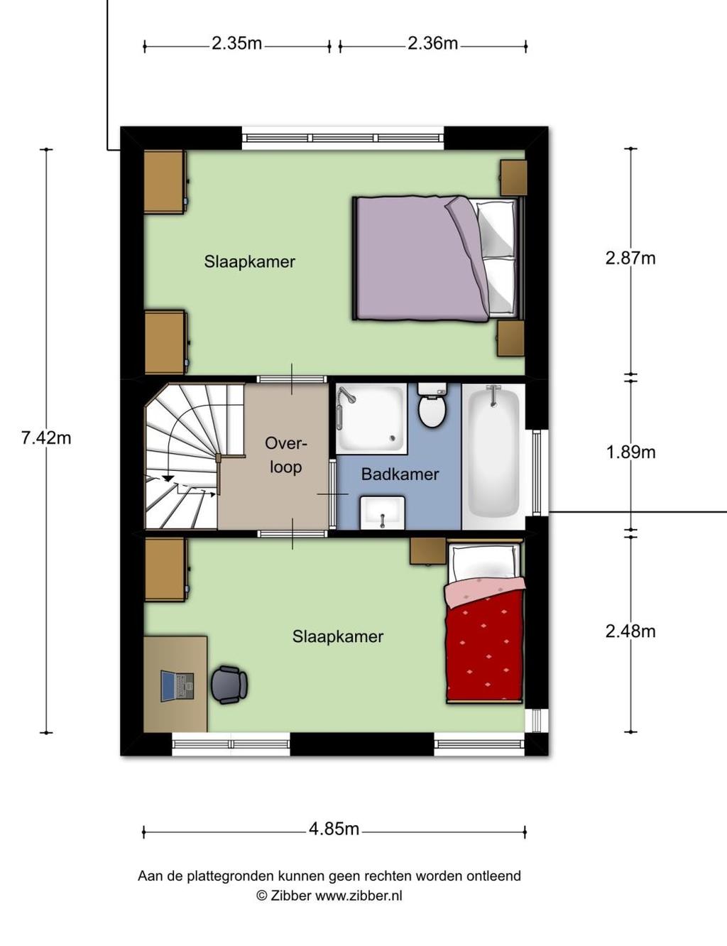 Plattegrond 1e verdieping Aan deze