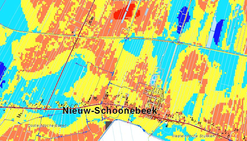 Figuur 3: Kwel en infiltratie omgeving Nieuw-Schoonebeek (bron: waterschappen) Afwatering en riolering Nieuw-Schoonebeek ligt in