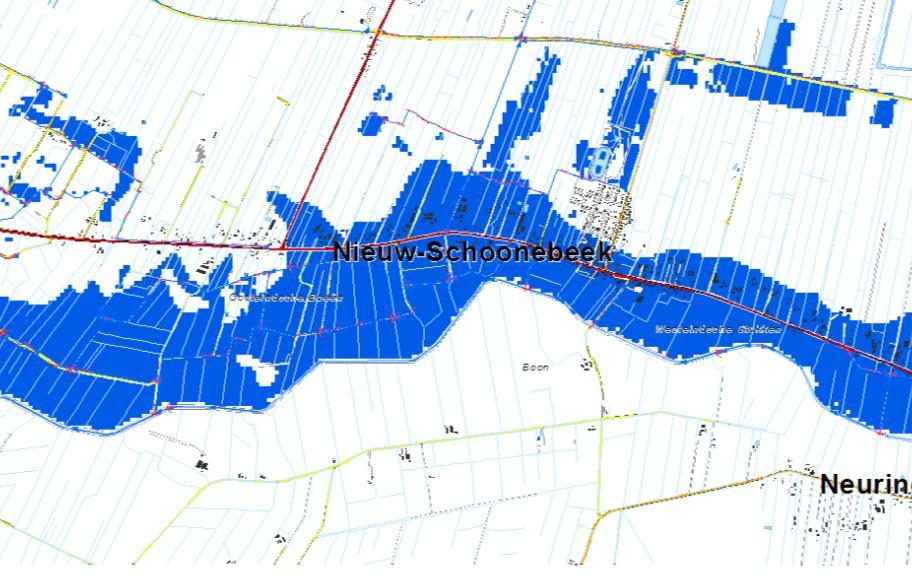 Figuur 4: Overstromingsrisico omgeving Nieuw-Schoonebeek (bron: waterschappen) Nieuw-Schoonebeek is overwegend gemengd gerioleerd.