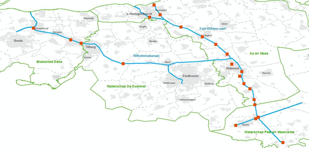 1 INLEIDING 1.1 Achtergrond Rijkswaterstaat heeft zich voorgenomen om met alle gemeenten langs de Midden Limburgse en Noord-Brabantse kanalen (MNLBK, zie afbeelding 1.