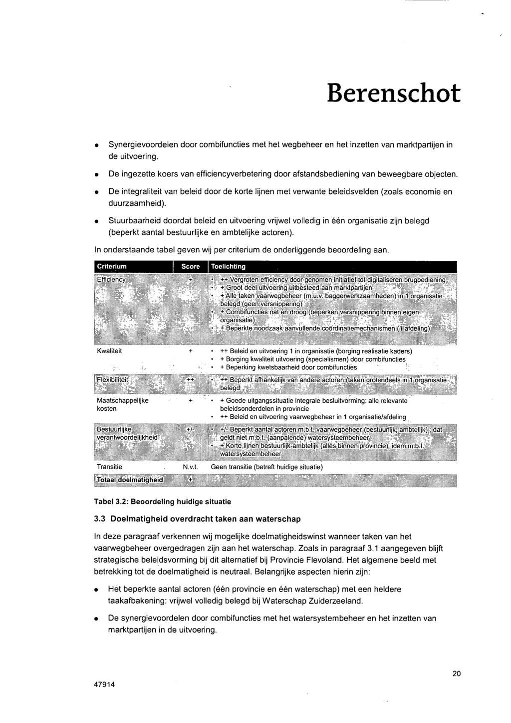 Synergievoordelen door combifuncties met het wegbeheer en het inzetten van marktpartijen in de uitvoering. De ingezette koers van efficiencyverbetering door afstandsbediening van beweegbare objecten.