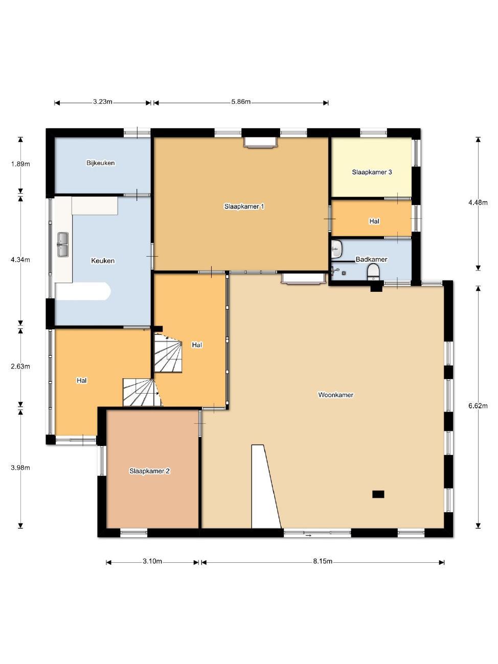 Plattegrond (begane grond) Alinghoek 20 te Drouwen,