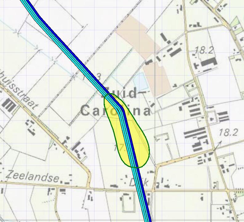 Figuur 6: Plaatsgebonden risico 10-6 deel 2 Uit bovenstaande figuur 6 valt eveneens af te leiden