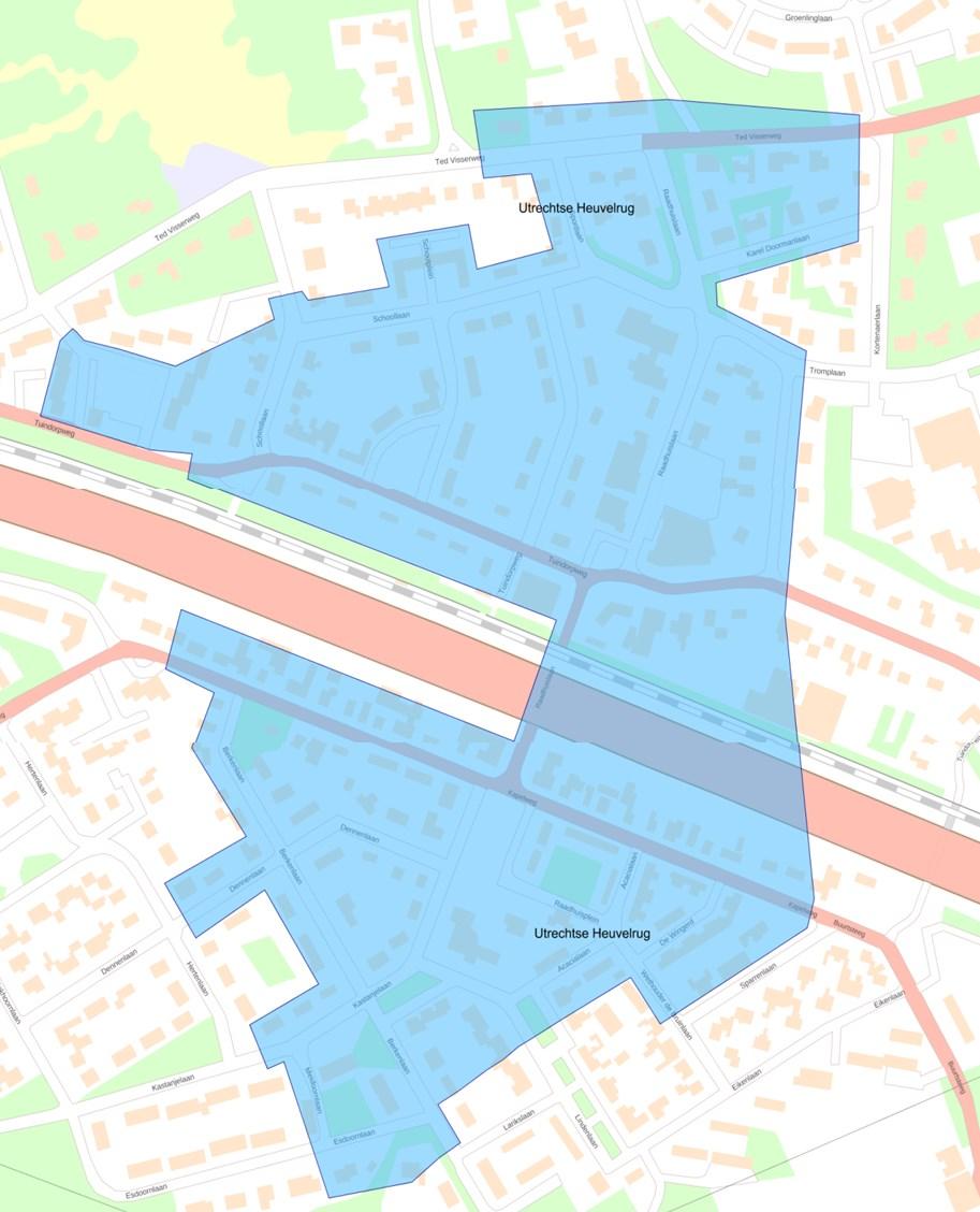 Inventarisatiekaart Maarn Aanbeveling RHDHV: Blauwe zone Aanbeveling RHDHV: Parkeervergunningengebied