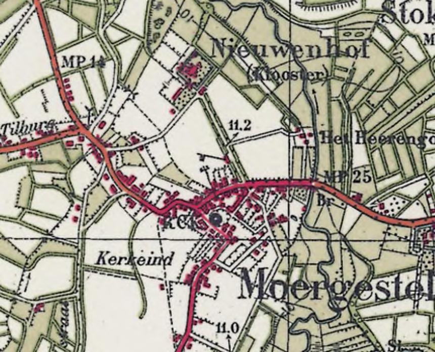 Heemkundekring De Kleine Meijerij ). Afbeelding 8: Topografische kaart rond 1935 met het onbebouwde plangebied ter hoogte van de pijl (bron: topotijdreis.