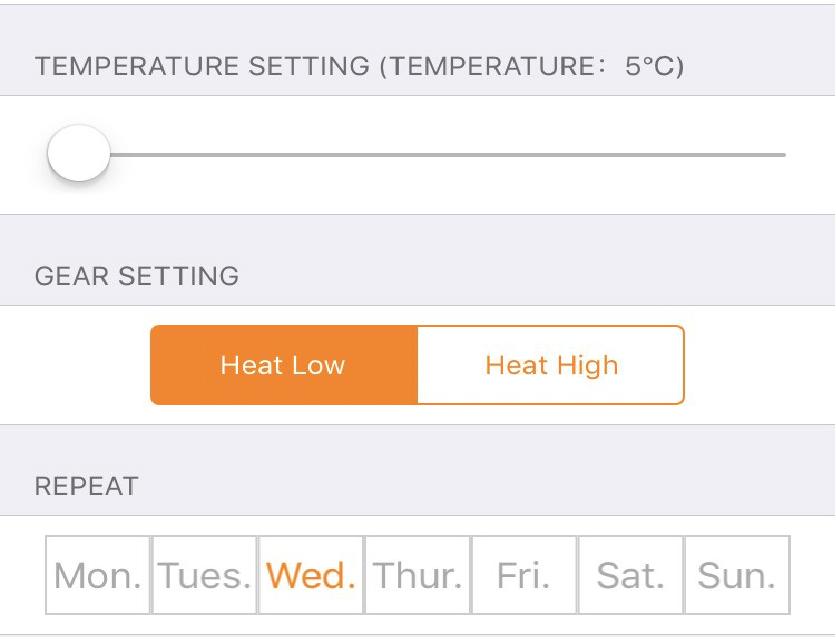 Stap 4 - Selecteer de schakeloptie waarop de heater wordt geactiveert - (Lage warmte - 1Kw) or (Hoge warmte - 2Kw).