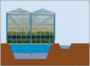 Meervoudig ruimtegebruik glastuinbouw Voorbeelden: Opkweekfase potplanten boven bewerkingsruimte Klimrek waterbuffer Drijvende kas Kruidenteelt in