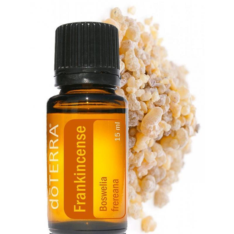 Frankincense Neem 1 dr frankincense in je handen, wrijf en inhaleer diep. Breng topisch aan in nek.