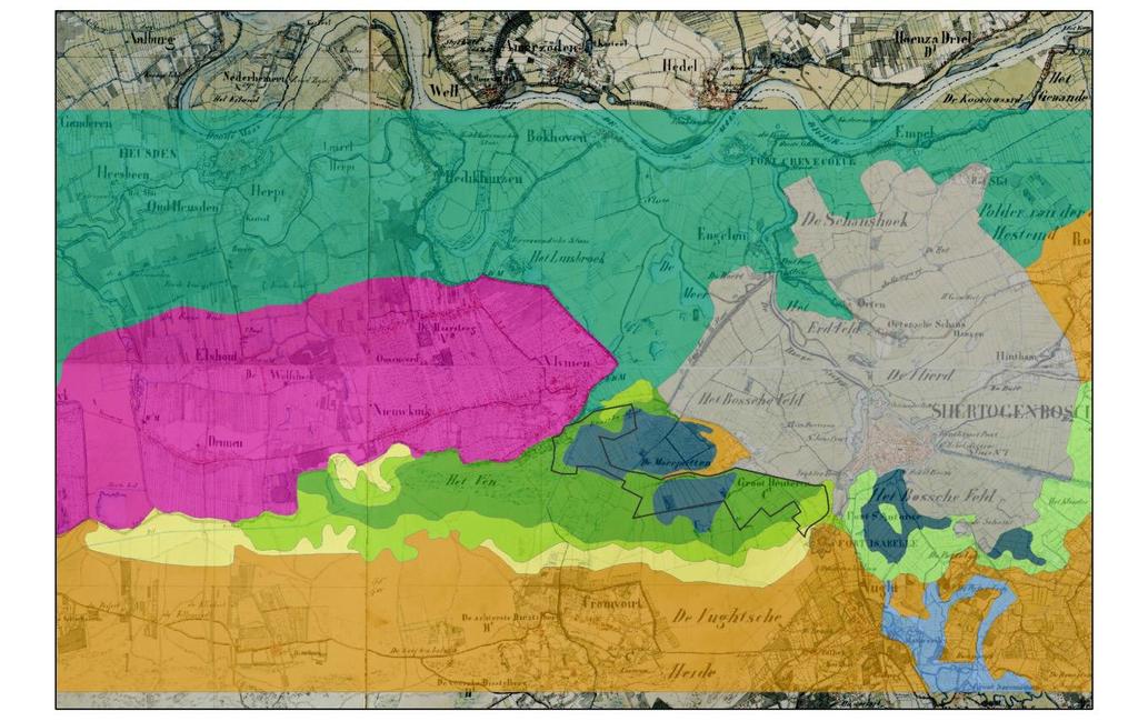 De landschapsecologische zonering rivierkleigronden Hoogveenontginning Vlijmen Nieuwkuijk