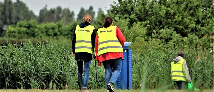 Afspraken met sportverenigingen en scholen over inzameling plastic afval. Onderhoud Vogeleiland i.s.m. inwoners. Ondersteunen schoonmaakacties zoals Huizen Schoon.