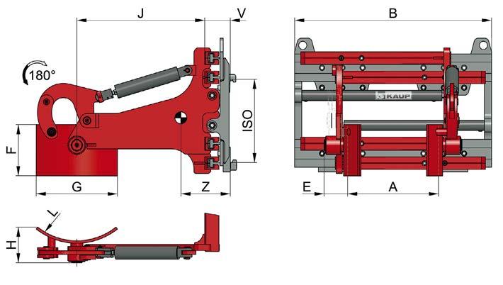 Vatenkipklem T406H/-2H - met hydraulisch kipbare armen 180 De vatenklem wordt gebruikt om cilindrische stalen vaten uit te kippen.