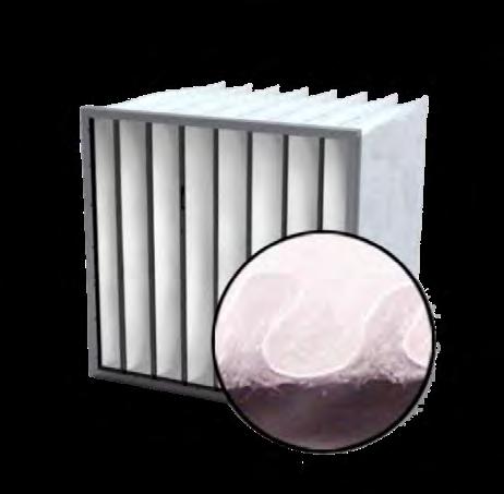32 NW98 Zakkenfilters met nanowave synthetisch filtermedium, filterklasse ISO epm1-90% Fijnfiltratie voor luchtbehandelingskasten en voorfiltratie voor (H)EPA filters Zeer lage aanvangsweerstand Hoog