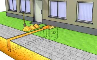 Voer de voorbereidende werken uit 6 Respecteer de afmetingen van de Wie doet wat? buitenput, de sleuf en de eventuele binnenput. Deel buiten Weet je waar het boorgat komt?
