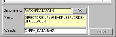 Door op een regel te dubbelklikken worden de gegevens zichtbaar in het onderste gedeelte van het scherm. De informatie in het memo veld geeft aan wat de mogelijkheden zijn bij betreffende instelling.
