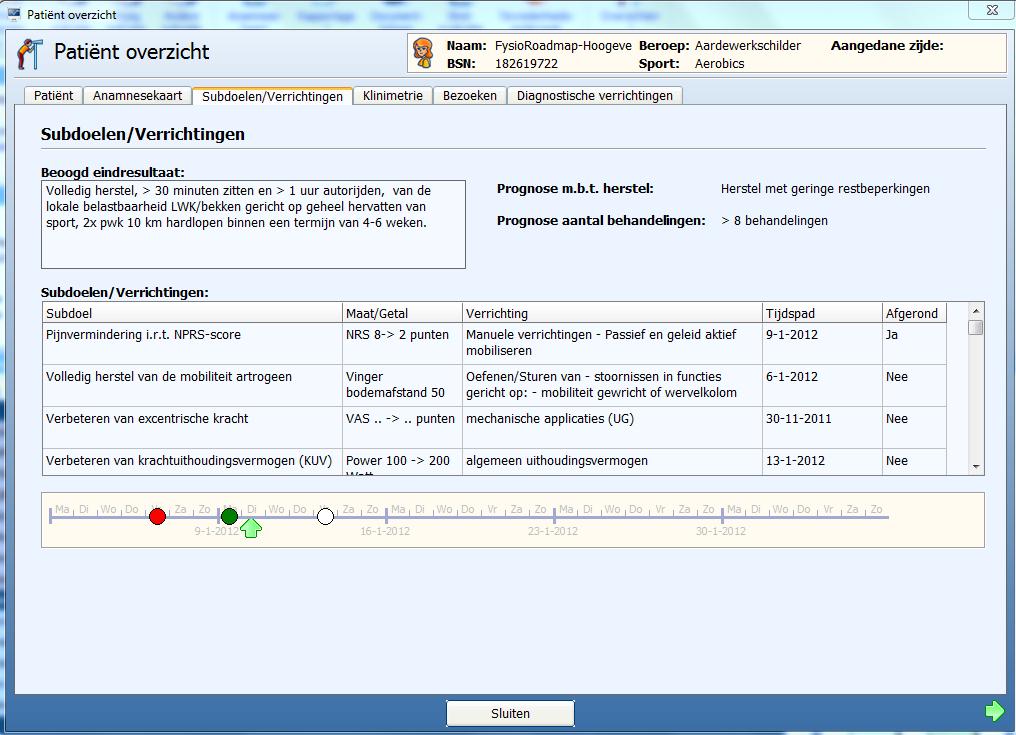 Tabblad Subdoelen/Verrichtingen Hier is de schematische weergave van de gestelde subdoelen met het bij behorende hoofddoel.