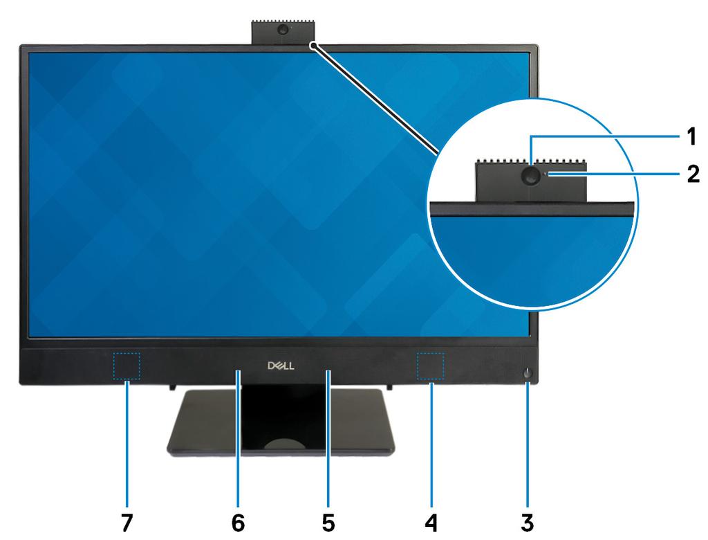 Aanzichten Voorzijde 1 Intrekbare camera Hiermee kunt u videochatten, foto's maken en video's opnemen. Deze camera kan worden ingetrokken om uw privacy te beschermen.