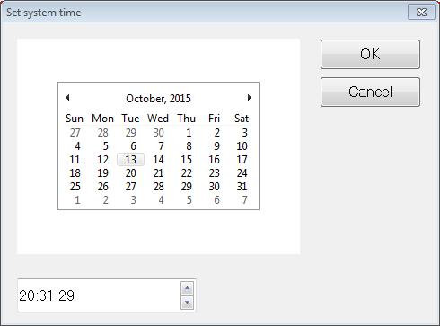 Afbeelding 48: Venster systeemtijd instellen Met behulp van de cursor kiest u een nieuwe datum, indien nodig.