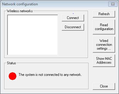 Klik op de knop Network Configuration om de verbinding met de server in te stellen of netwerkinstellingen te wijzigen. Het venster Network Configuratie verschijnt.