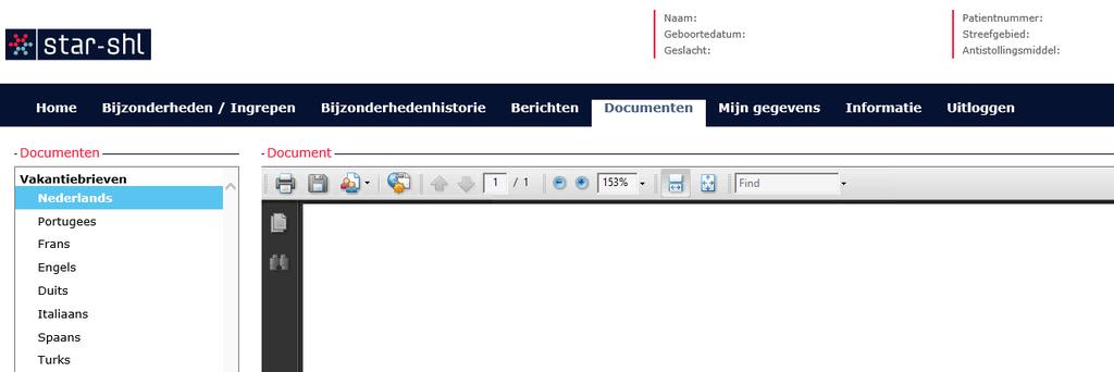 7. Documenten Onder Documenten kan u eventuele vakantiebrief terug vinden. Deze kunt u uitprinten. 8.