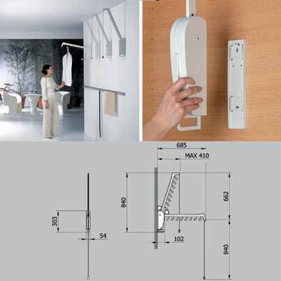 Electrische garderobelift Servetto - inclusief electronische sturing, transfo en 1 afstandsbediening Bestelnr.