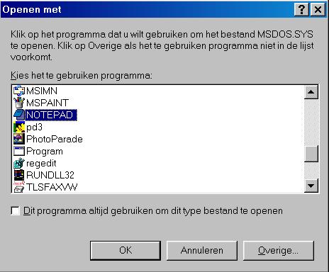 linkermuis toets Vervolgens selecteert u een editor (kladblok) en