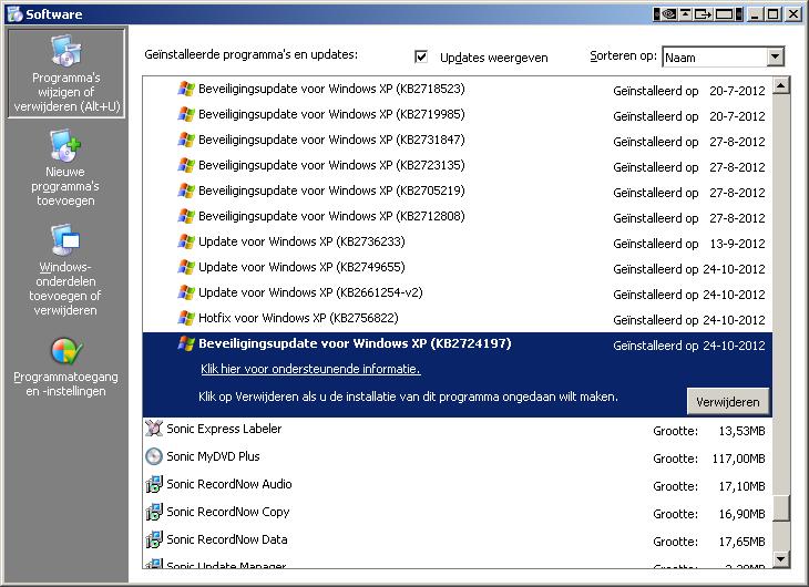 Windows XP beveiligingsupdate: Sinds Oktober 2012 heeft Microsoft een beveiligingsupdate gelanceerd, welke het EMS geheugen uitschakelt, hierdoor start SOFTLOK niet meer op onder Windows XP!