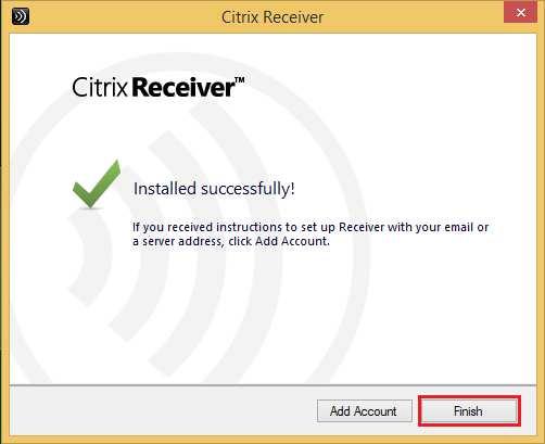 Geef vervolgens toestemming aan de Citrix Receiver om de installatie te kunnen voltooien.